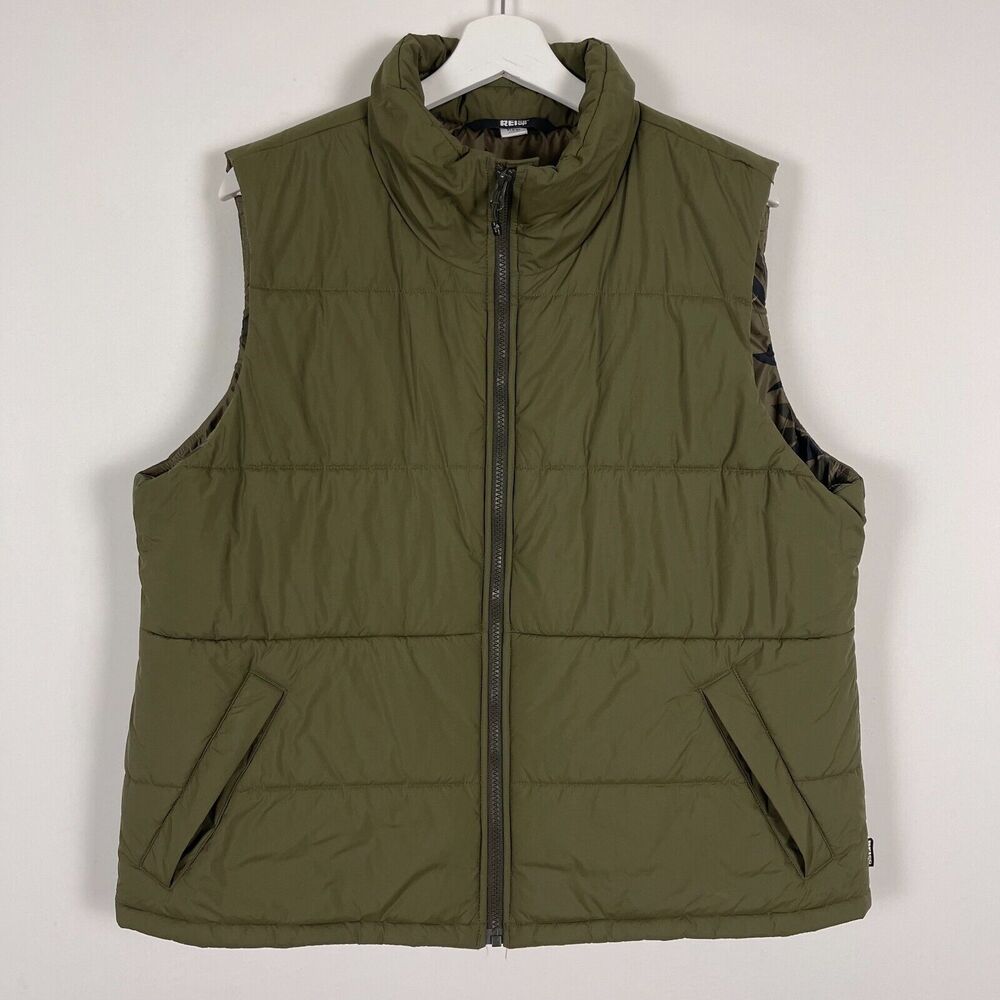 REI Co Op Mens Insulated Puffer Vest Size XL Nylon Green Lined Pockets Outdoors